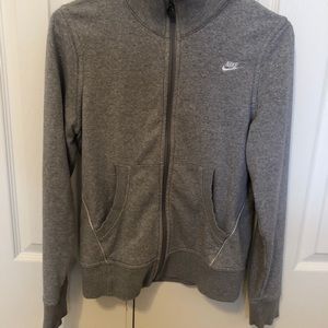 Nike women’s grey zip up warm up jacket